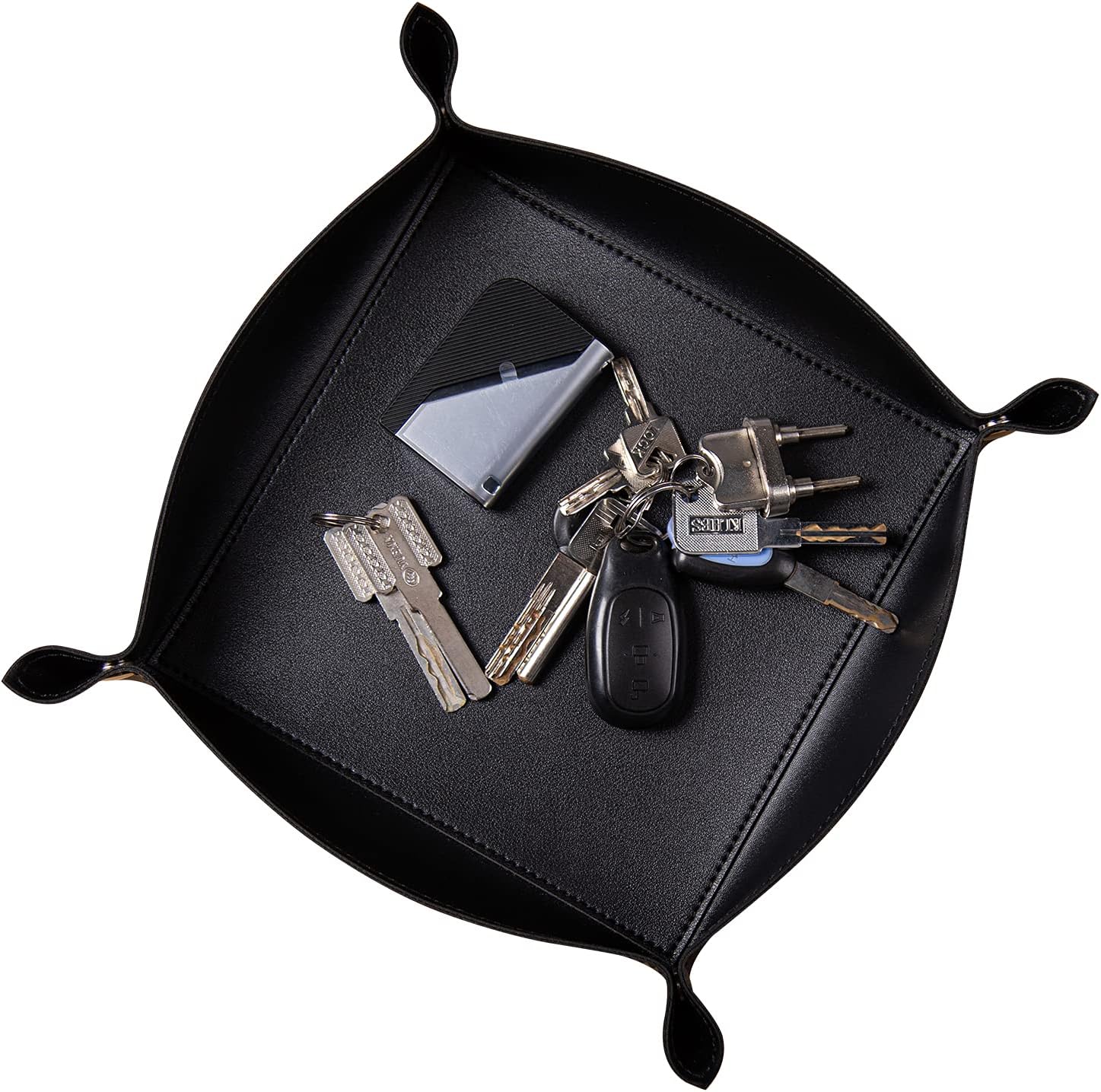 PU Leather Valet Tray Small Catchall Trays Desk Organizer for Phone,Keys,Glasses